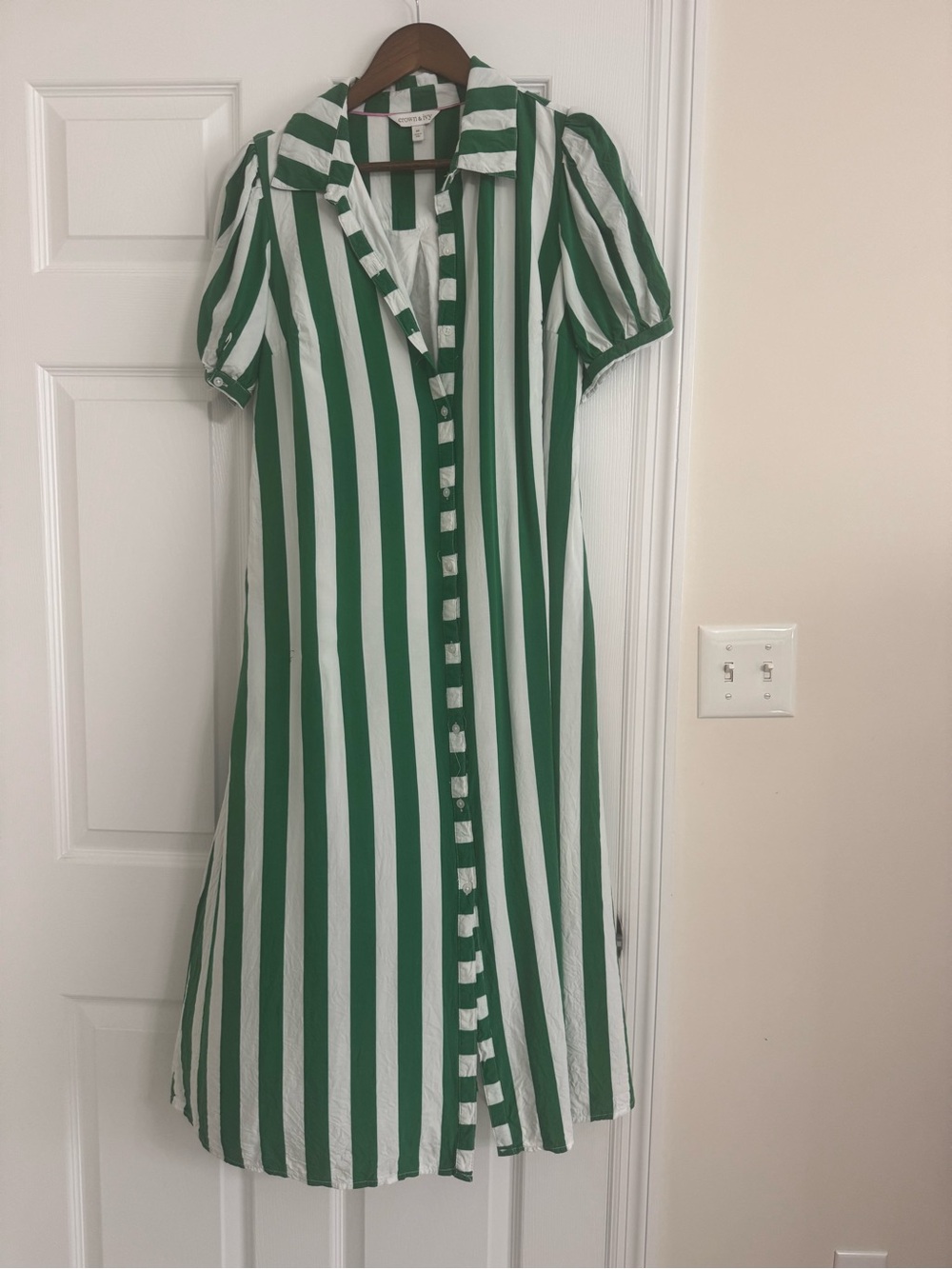 crown & ivy Green and White Striped Shirt